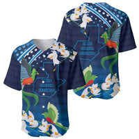 Guatemalan quetzal bird baseball jersey set, front and back with colorful prints