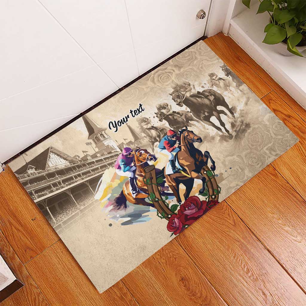 Personalized Kentucky Horse Race Rubber Doormat Race for Rosse