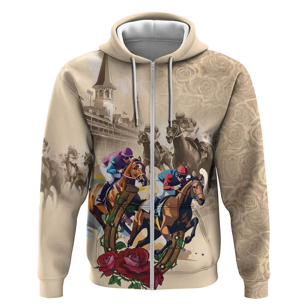 Personalized Kentucky Horse Race Zip Hoodie Race for Rosse