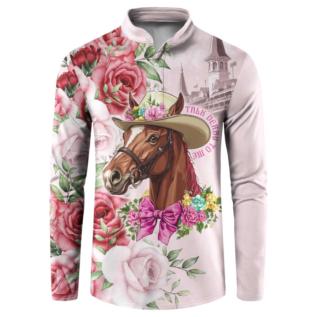 Pink floral horse graphic sweatshirt with collared neckline