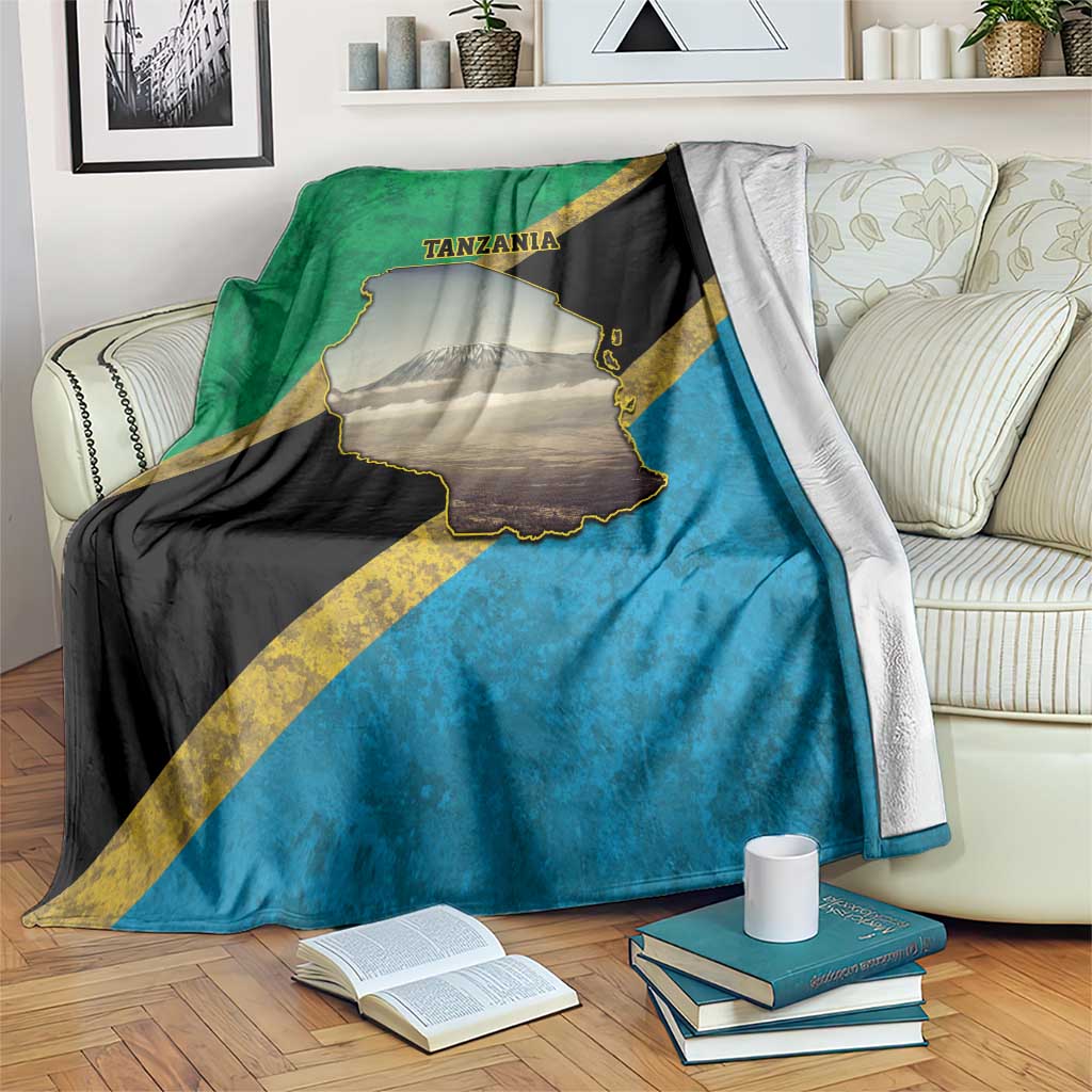 Kilimanjaro Tanzania Blanket Grunge Flag Map of Tanzania - Wonder Print Shop