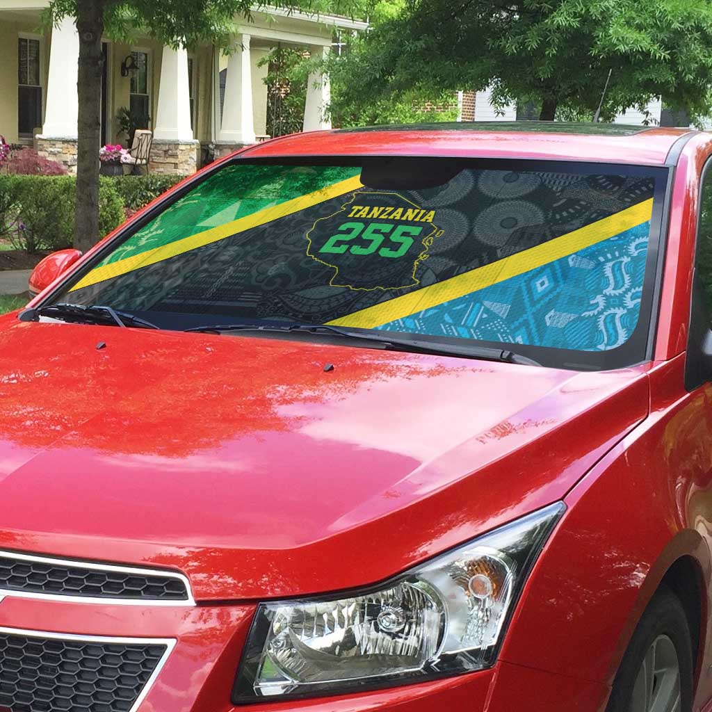 Tanzania 255 Auto Sun Shade African Mix Pattern Flag Motif - Wonder Print Shop