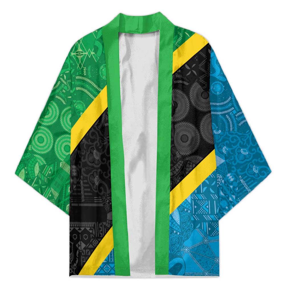 Tanzania 255 Kimono African Mix Pattern Flag Motif - Wonder Print Shop