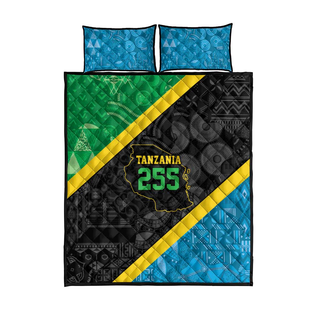 Tanzania 255 Quilt Bed Set African Mix Pattern Flag Motif - Wonder Print Shop