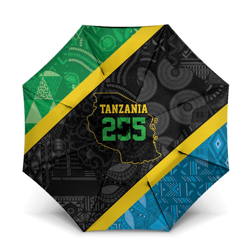Tanzania 255 Umbrella African Mix Pattern Flag Motif - Wonder Print Shop