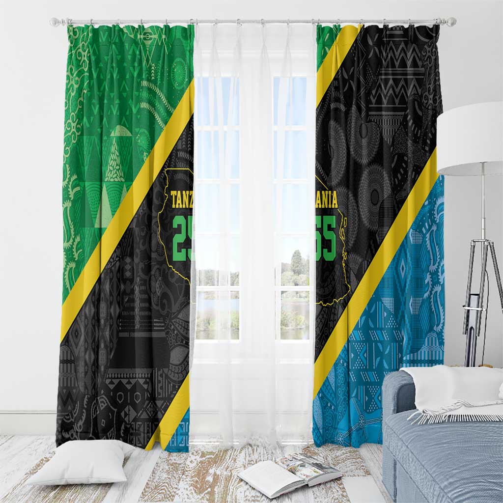 Tanzania 255 Window Curtain African Mix Pattern Flag Motif - Wonder Print Shop