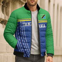 Tanzania Cricket Custom Bomber Puffer Jacket The Cows Tanzania Pattern - Wonder Print Shop