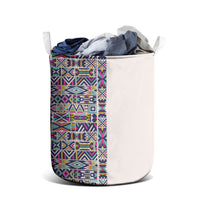 African Ndebele Art Patterns Laundry Basket Beige Half Style