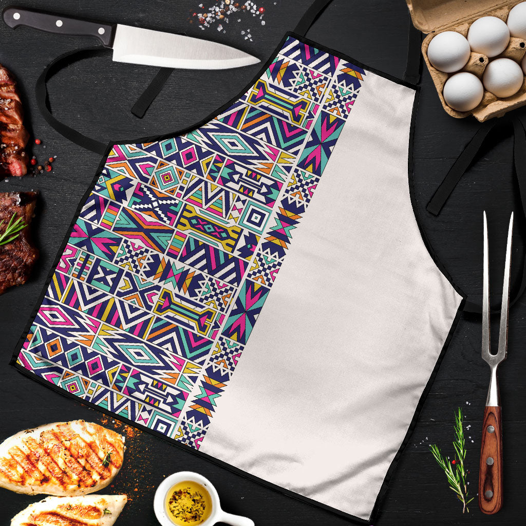 African Ndebele Art Patterns Apron Beige Half Style
