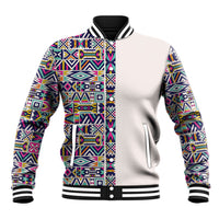African Ndebele Art Patterns Baseball Jacket Beige Half Style