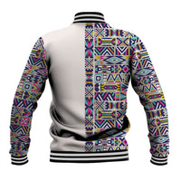 African Ndebele Art Patterns Baseball Jacket Beige Half Style