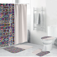 African Ndebele Art Patterns Bathroom Set Beige Half Style