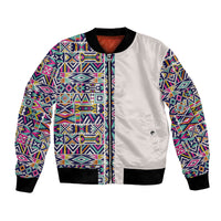 African Ndebele Art Patterns Bomber Jacket Beige Half Style