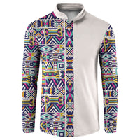 African Ndebele Art Patterns Button Sweatshirt Beige Half Style