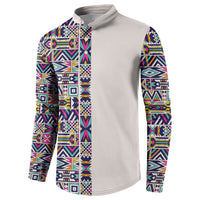 African Ndebele Art Patterns Button Sweatshirt Beige Half Style