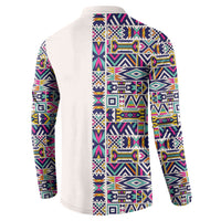 African Ndebele Art Patterns Button Sweatshirt Beige Half Style