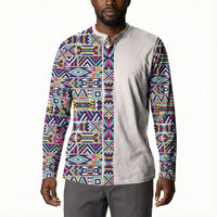 African Ndebele Art Patterns Button Sweatshirt Beige Half Style