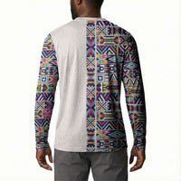 African Ndebele Art Patterns Button Sweatshirt Beige Half Style