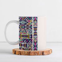 African Ndebele Art Patterns Ceramic Mug Beige Half Style