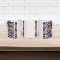 African Ndebele Art Patterns Ceramic Mug Beige Half Style