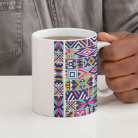 African Ndebele Art Patterns Ceramic Mug Beige Half Style