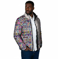 African Ndebele Art Patterns Padded Jacket Beige Half Style