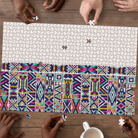 African Ndebele Art Patterns Puzzle Beige Half Style