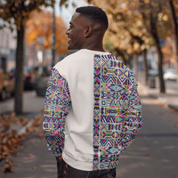 African Ndebele Art Patterns Sweatshirt Beige Half Style