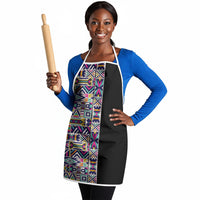 African Ndebele Art Patterns Apron Black Half Style