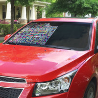 African Ndebele Art Patterns Auto Sun Shade Black Half Style