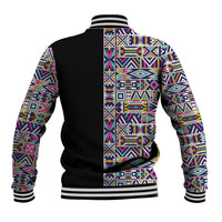 African Ndebele Art Patterns Baseball Jacket Black Half Style