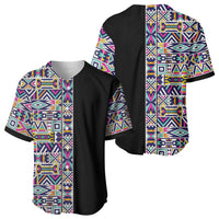 African Ndebele Art Patterns Baseball Jersey Black Half Style