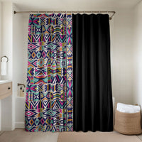 African Ndebele Art Patterns Bathroom Set Black Half Style