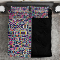 African Ndebele Art Patterns Bedding Set Black Half Style