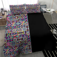 African Ndebele Art Patterns Bedding Set Black Half Style