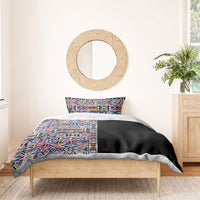 African Ndebele Art Patterns Bedding Set Black Half Style