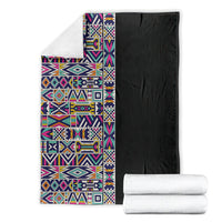 African Ndebele Art Patterns Blanket Black Half Style