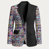 African Ndebele Art Patterns Blazer Black Half Style
