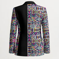 African Ndebele Art Patterns Blazer Black Half Style
