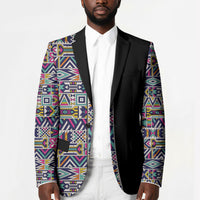 African Ndebele Art Patterns Blazer Black Half Style