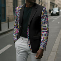 African Ndebele Art Patterns Blazer Black Half Style