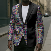 African Ndebele Art Patterns Blazer Black Half Style