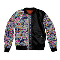 African Ndebele Art Patterns Bomber Jacket Black Half Style