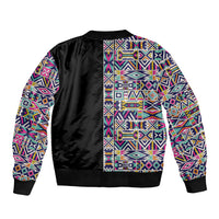 African Ndebele Art Patterns Bomber Jacket Black Half Style