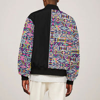 African Ndebele Art Patterns Bomber Jacket Black Half Style