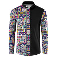 African Ndebele Art Patterns Button Sweatshirt Black Half Style