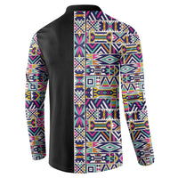 African Ndebele Art Patterns Button Sweatshirt Black Half Style