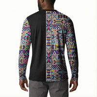 African Ndebele Art Patterns Button Sweatshirt Black Half Style