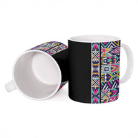 African Ndebele Art Patterns Ceramic Mug Black Half Style