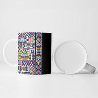 African Ndebele Art Patterns Ceramic Mug Black Half Style